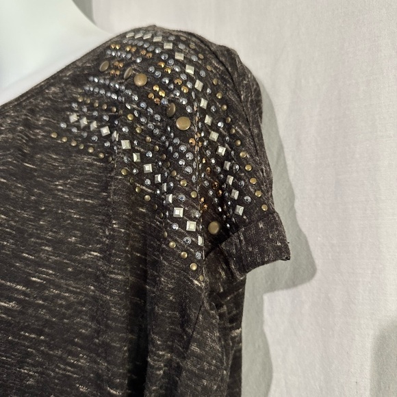 Cato Dark Heathered Gray Short Sleeve Top Large - Picture 3 of 5